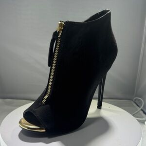 Elegant Black Peep-Toe Ankle Boots